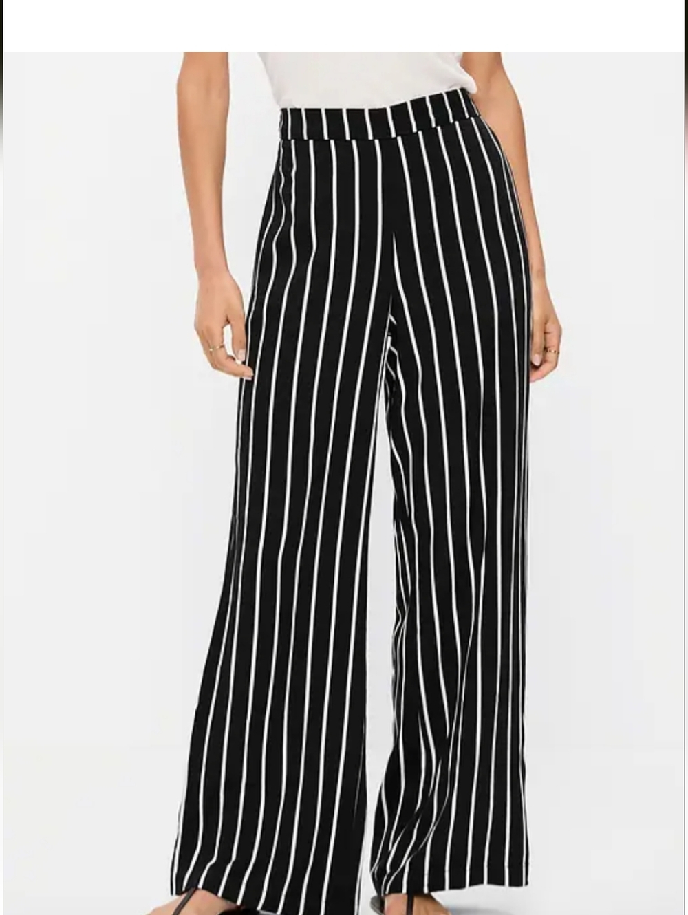 LIKE NEW Old Navy Playa Wide Leg Pants, Black Stripes, Size Small